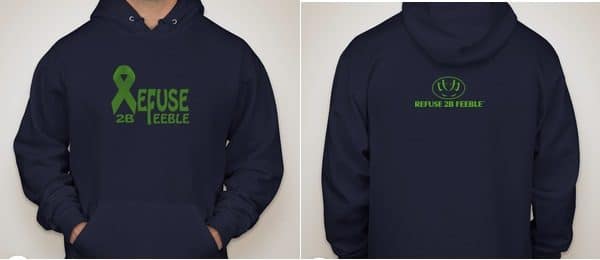 REFUSE 2B FEEBLE GREEN RIBBON HOODIE (ADULT)